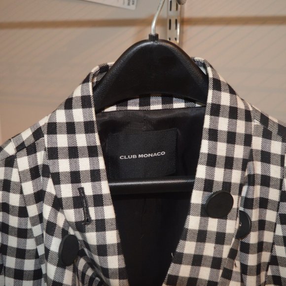 Club Monaco Gingham Pea Coat M - Picture 4 of 5